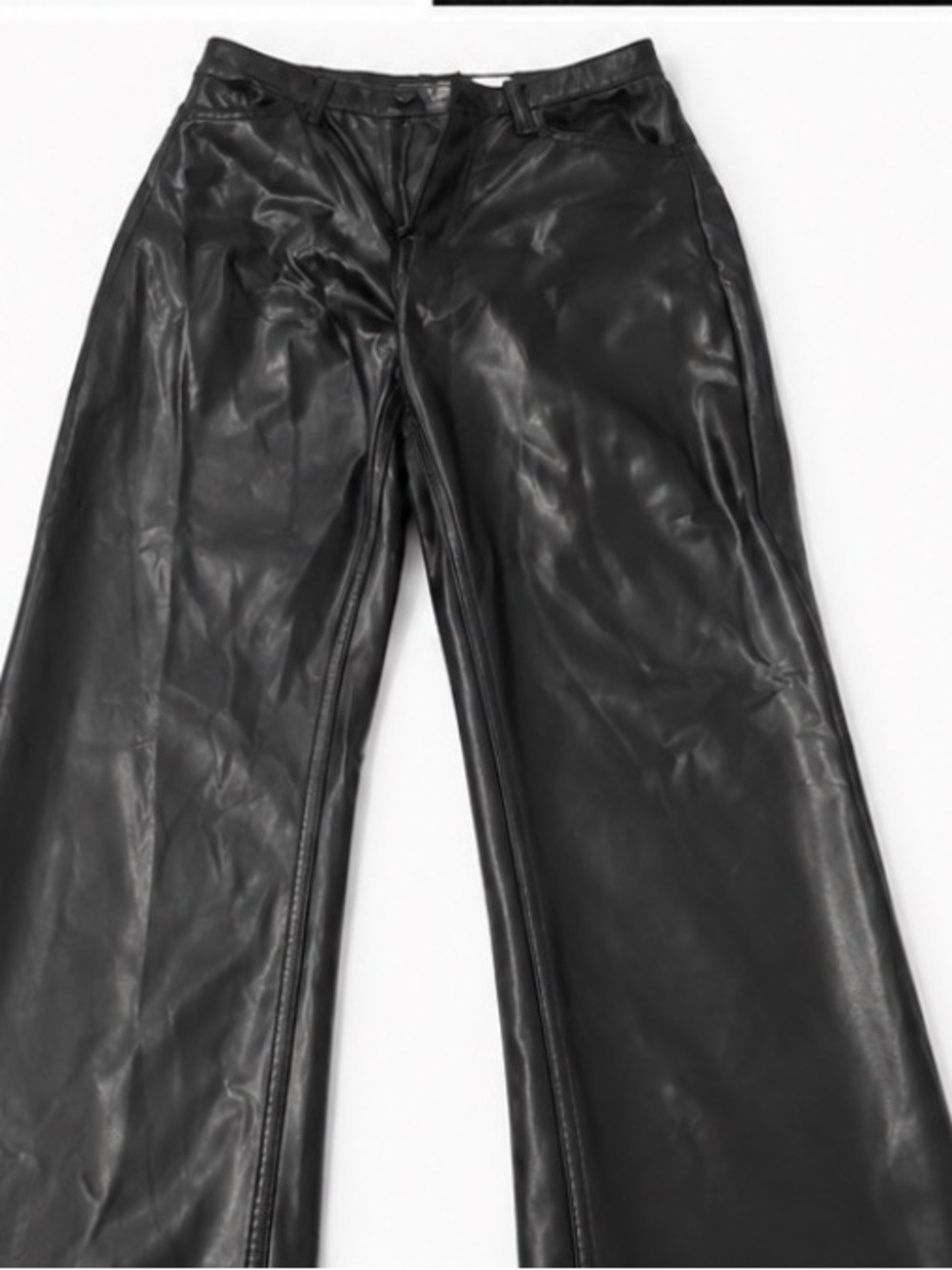 Abercrombie & Fitch Black Faux Leather Wide-Leg Kids Pants